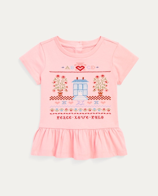 Imagen 0 de Camiseta de bebé niña en rosa con dibujo frontal