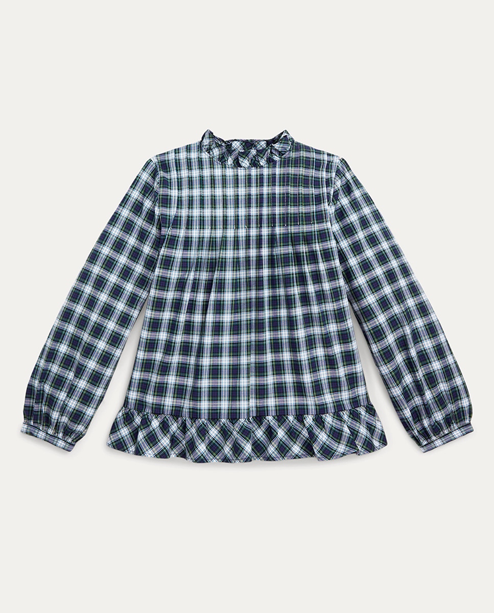 Imagen 0 de Blusa a cuadros de niña en verde