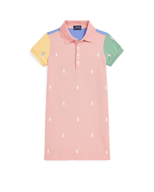 Imagen 0 de Vestido de piqué de niña en rosa con microestampado