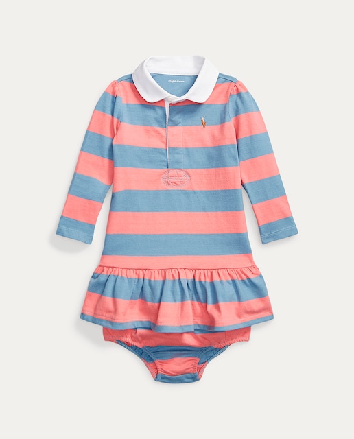 Imagen 0 de Vestido de bebé niña en rosa a rayas