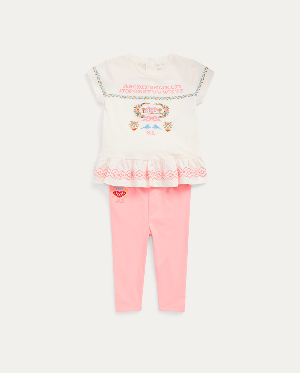 Conjunto de bebé niña en rosa con dibujo frontal — oferta en Primeriti