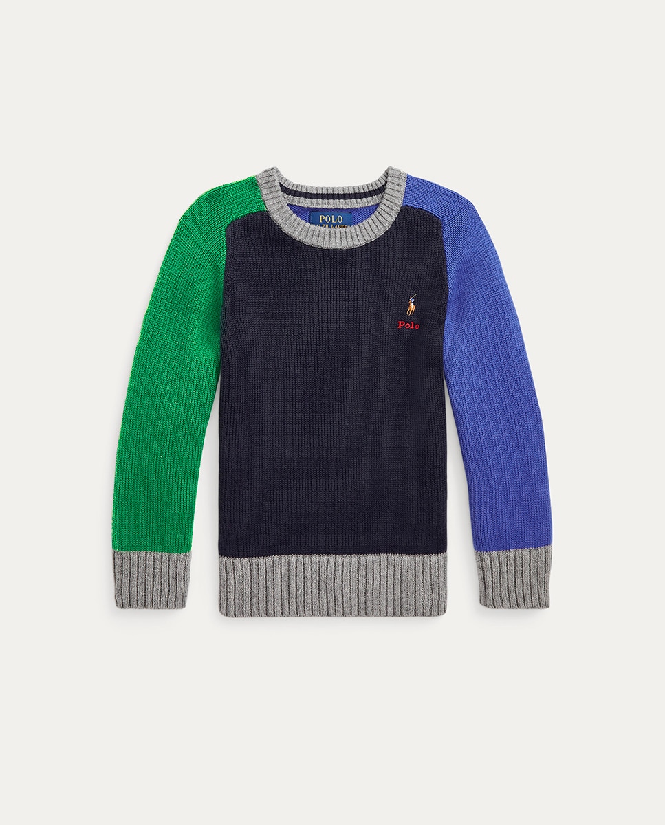 Jersey mezcla algodón/cachemira de niño en azul — oferta en Primeriti