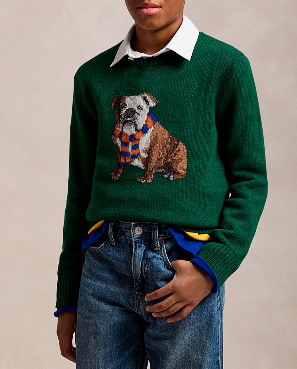Imagen 0 de Jersey de niño con bulldog en verde