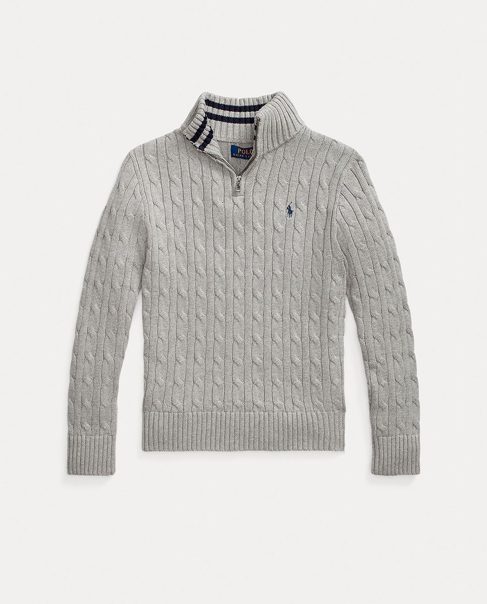 Imagen 0 de Jersey de niño en punto de ochos de algodón en gris