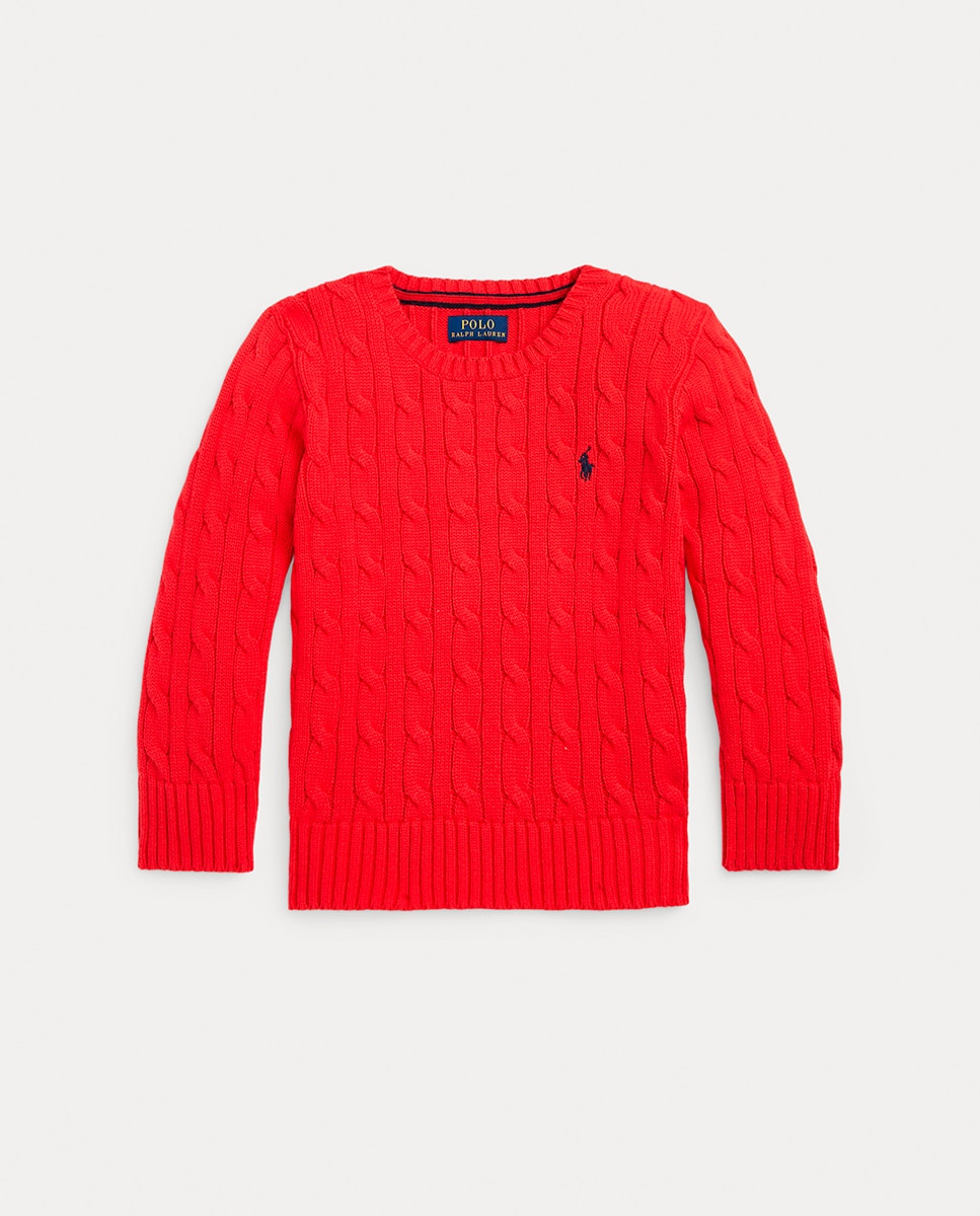 Imagen 0 de Jersey de niño en punto de ochos de algodón en rojo