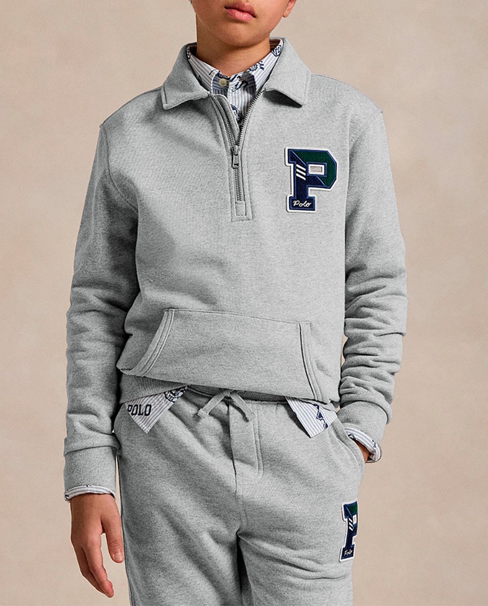 Imagen 0 de Sudadera de niño con media cremallera y P en el pecho