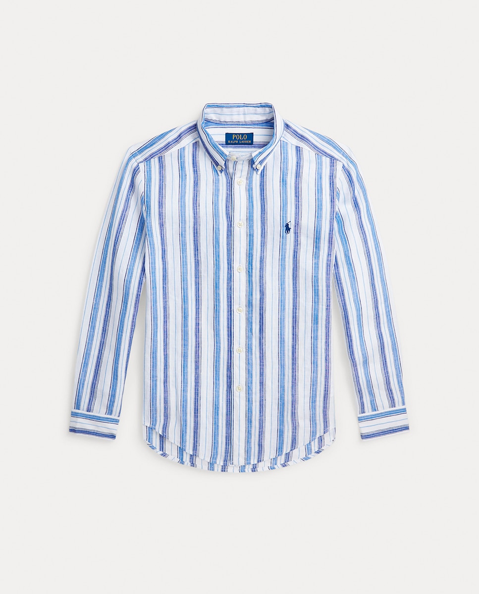 Imagen 0 de Camisa de niño de lino en azul