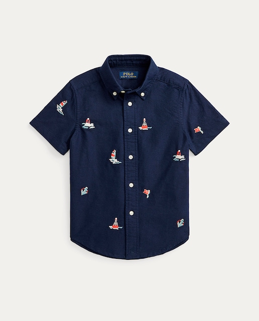 Imagen 0 de Camisa de niño en azul con microbordado