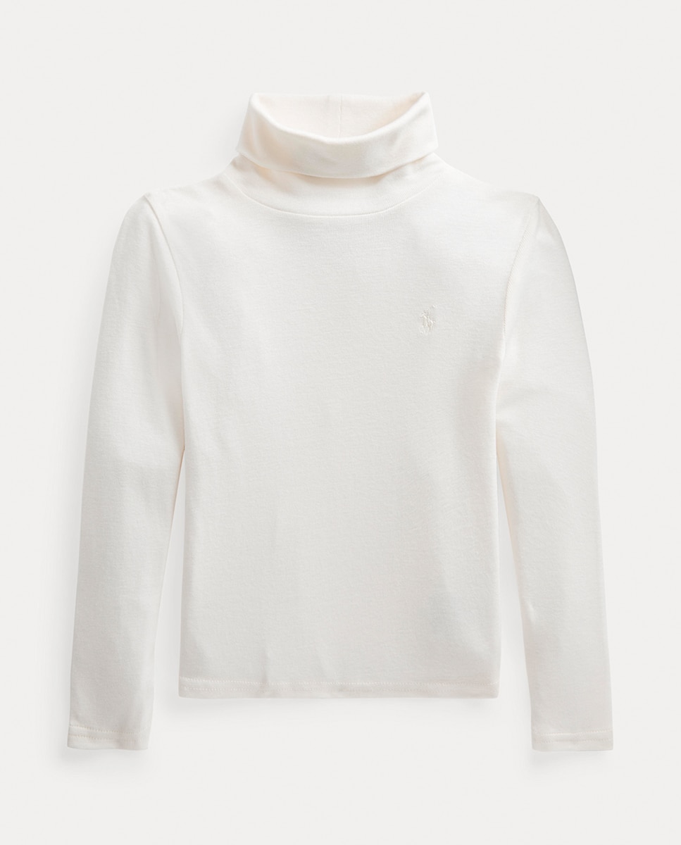 Imagen 0 de Camiseta de niña de cuello cisne en natural