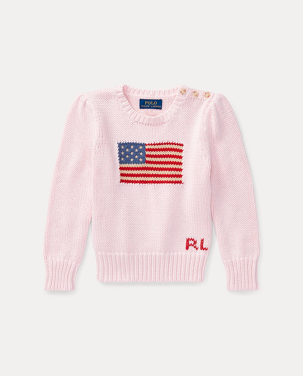 Imagen 0 de Jersey de niña de algodón con bandera de USA