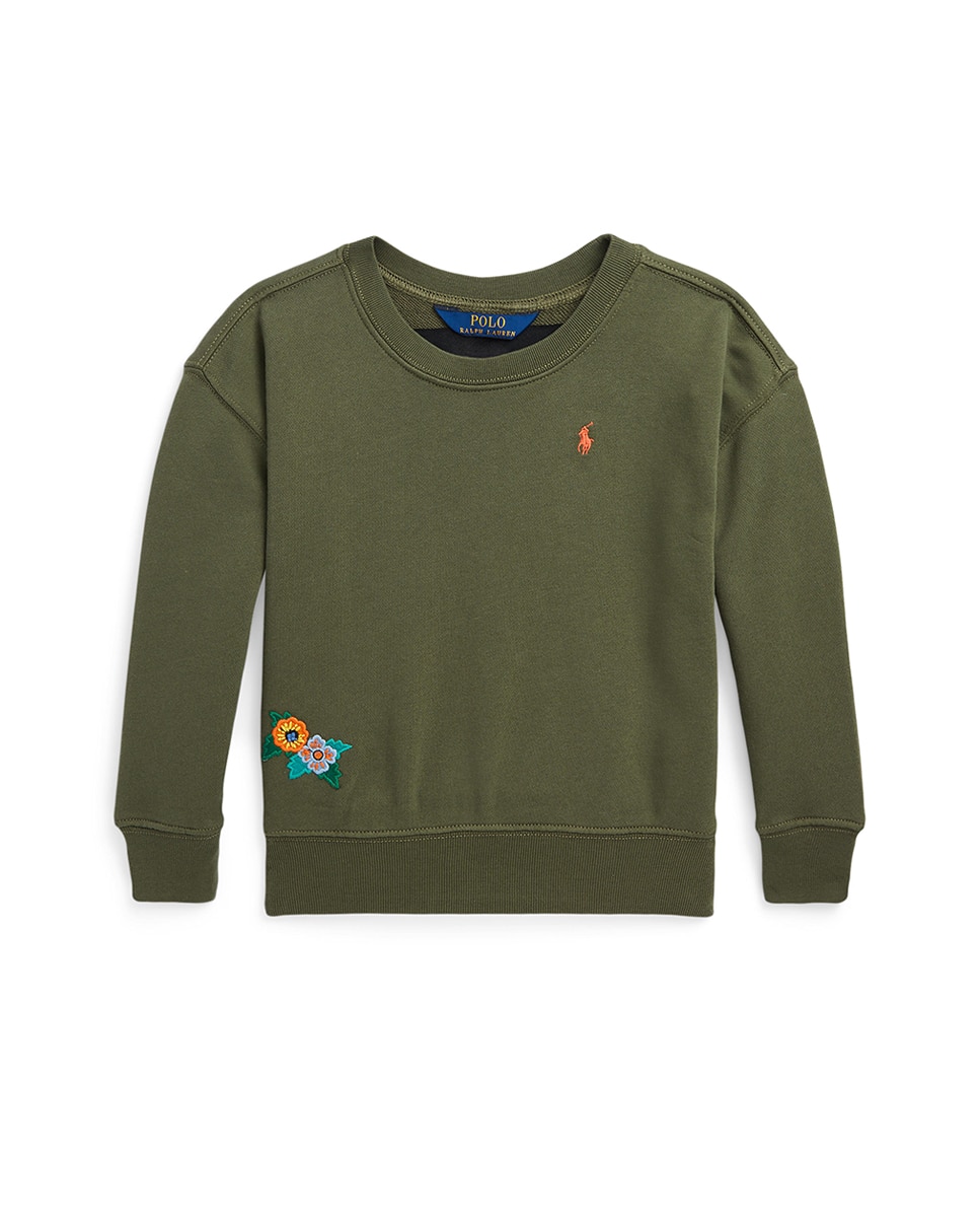 Imagen 0 de Sudadera de niña en kaki con bordado trasero
