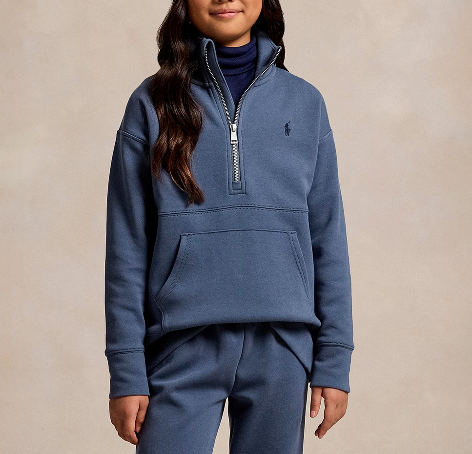 Imagen 0 de Sudadera de niña en azul con media cremallera