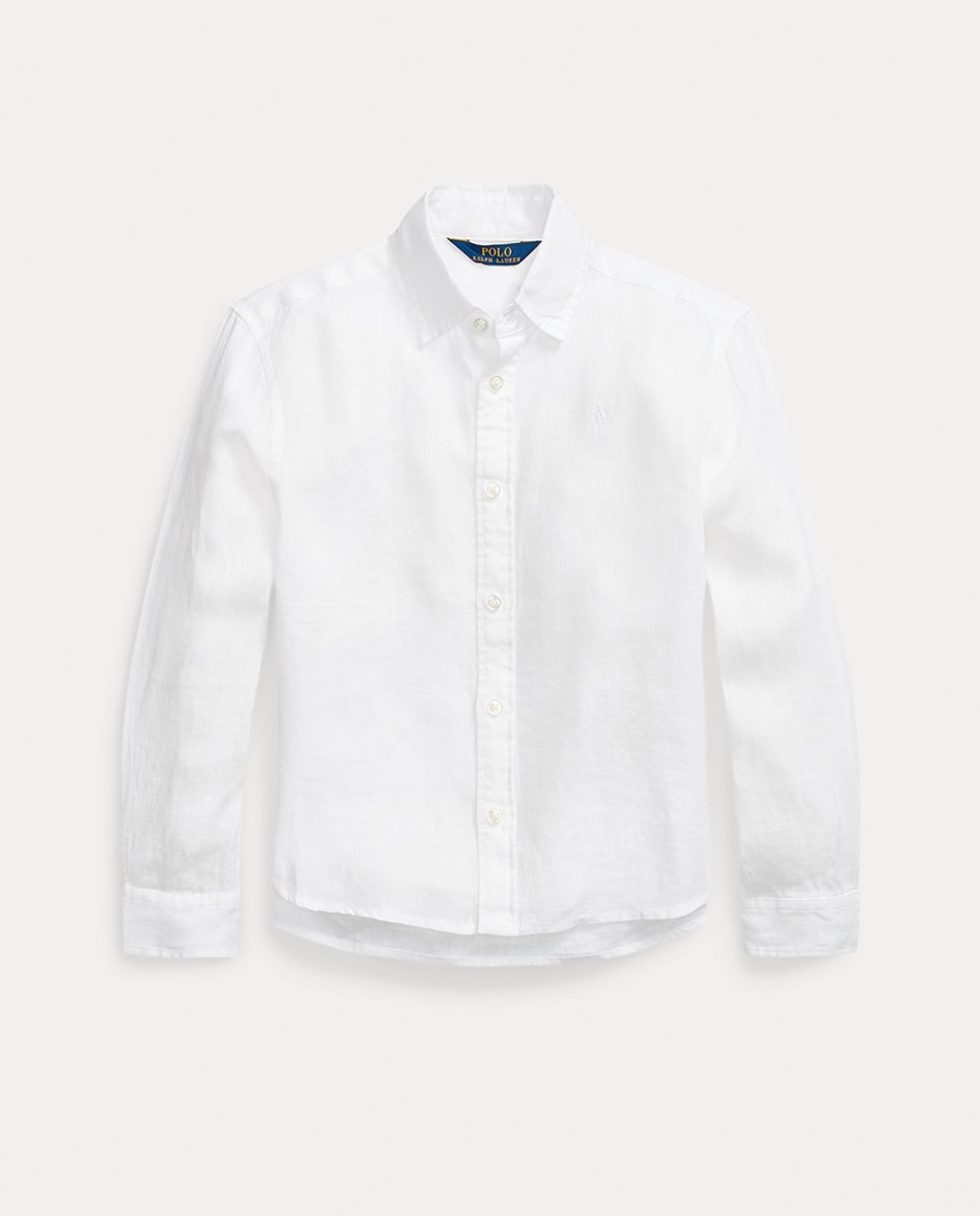 Imagen 0 de Camisa de lino de niña en blanco