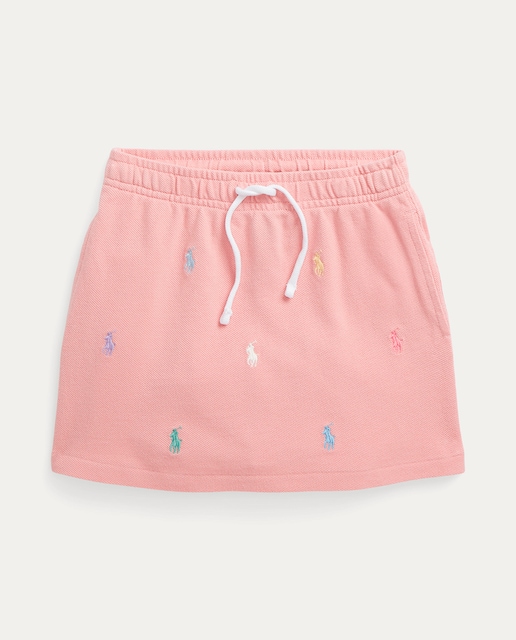 Imagen 0 de Falda de piqué de niña en rosa con microestampado