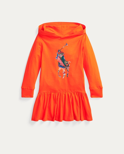 Imagen 0 de Vestido de niña en naranja con logo