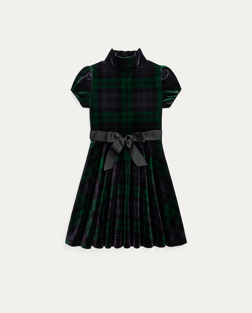 Imagen 0 de Vestido de niña de terciopelo en verde