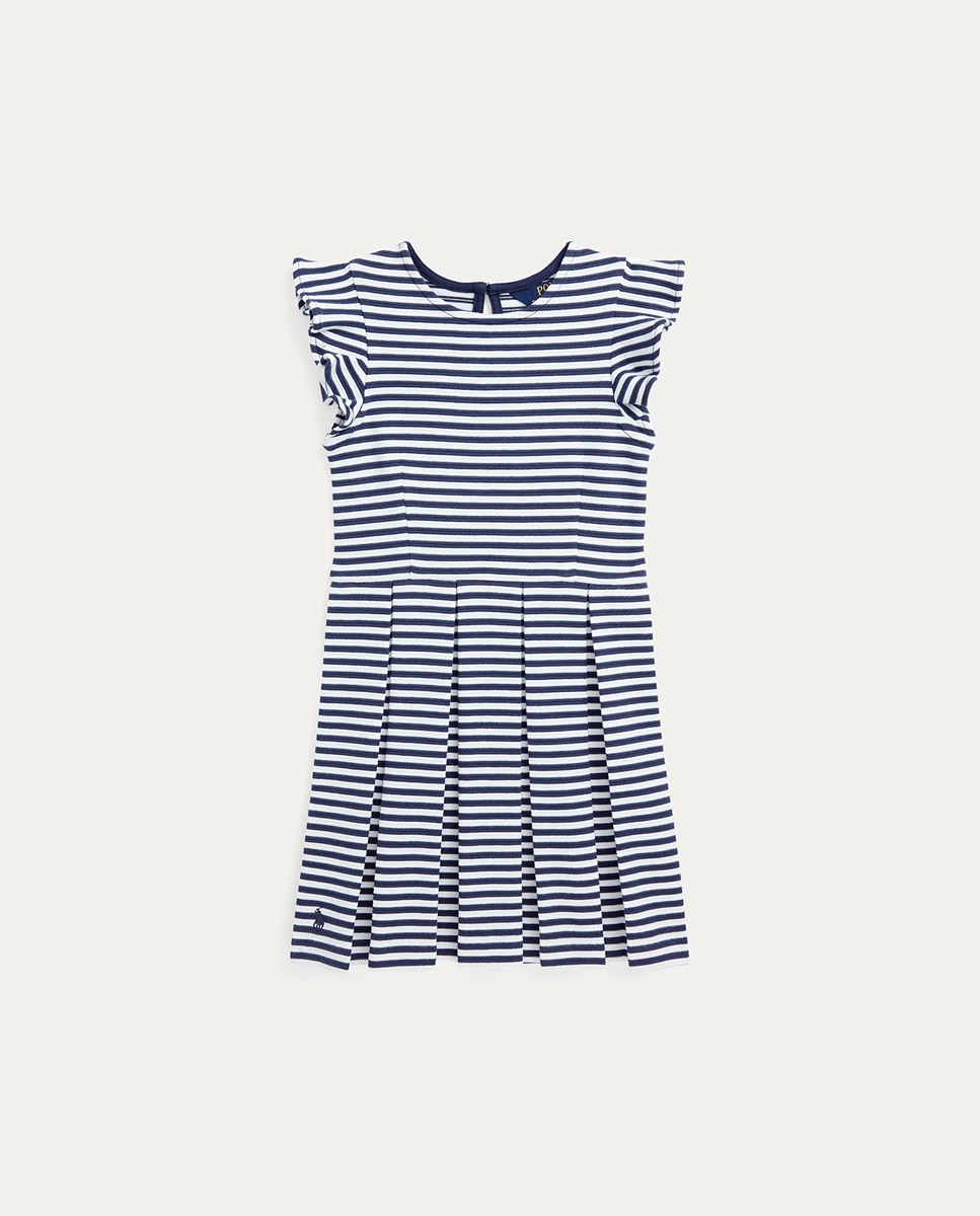 Imagen 0 de Vestido de rayas de niña en azul