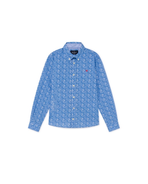 Imagen 0 de Camisa de niño azul dibujos flores