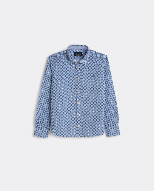 Imagen 0 de Camisa de niño en azul con estampado geométrico