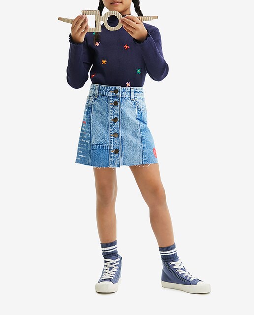 Imagen 0 de Minifalda de niña vaquera patch