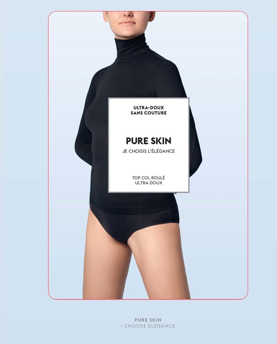 Blusa de gola alta de mangas compridas Preto-3