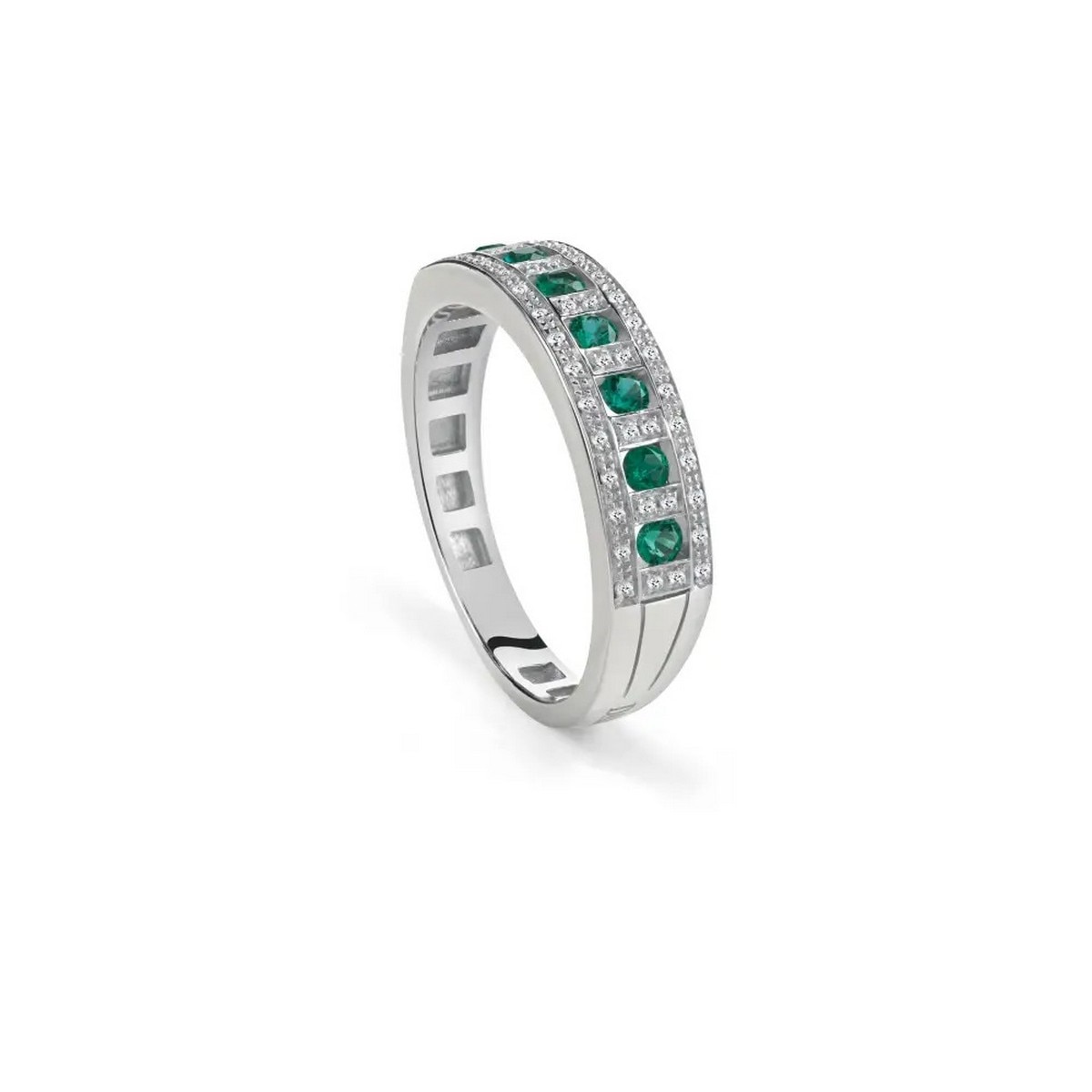 Imagem 0 de Anel Belle Époque em Ouro Branco, Diamantes e Esmeraldas