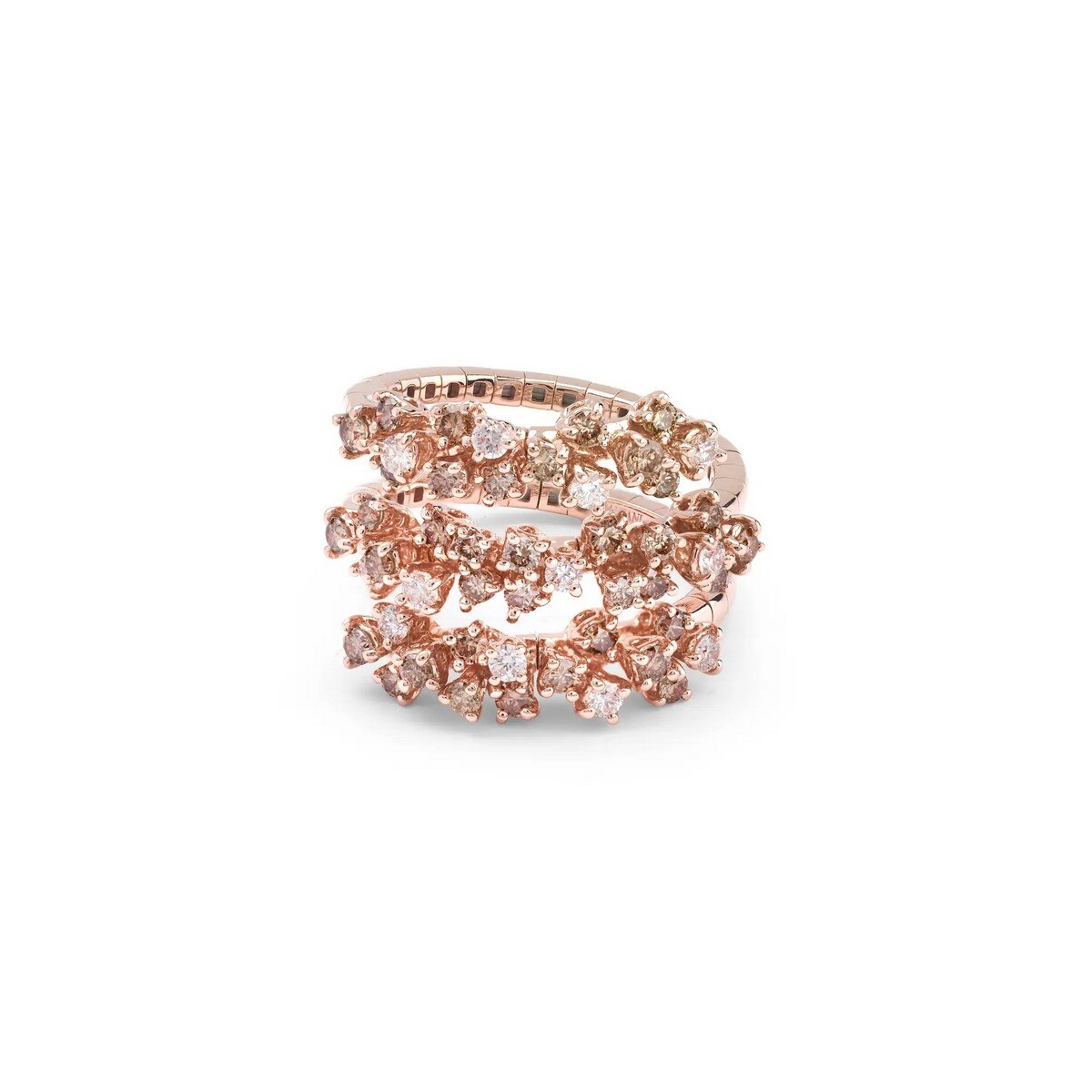 Anel Mimosa em Ouro Rosa e Diamantes Brancos e Castanhos 2