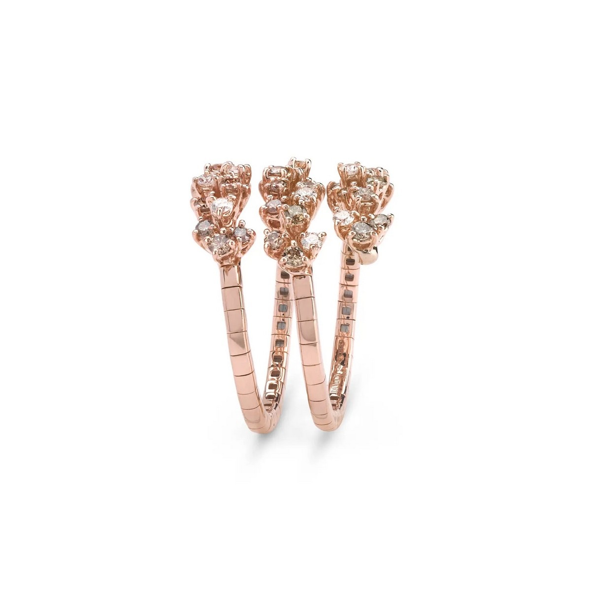 Anel Mimosa em Ouro Rosa e Diamantes Brancos e Castanhos 3