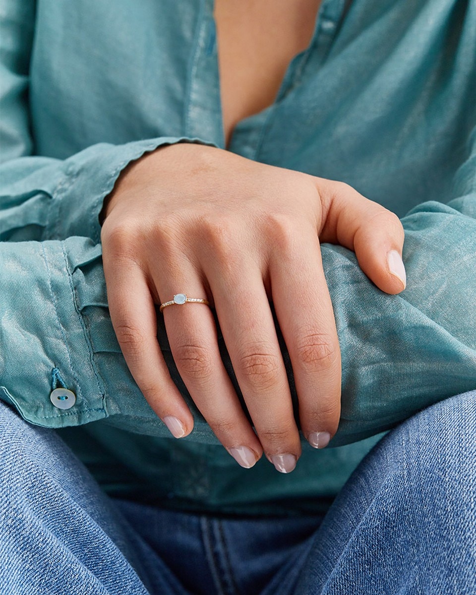 Anel Azure em Ouro, Diamantes e Aquamarine 4