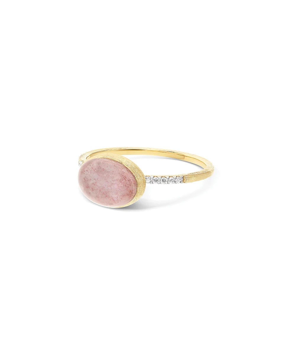 Anel "Boules" Rosolio em ouro, diamantes, cristal de rocha, quartzo morango e madrepérola 1