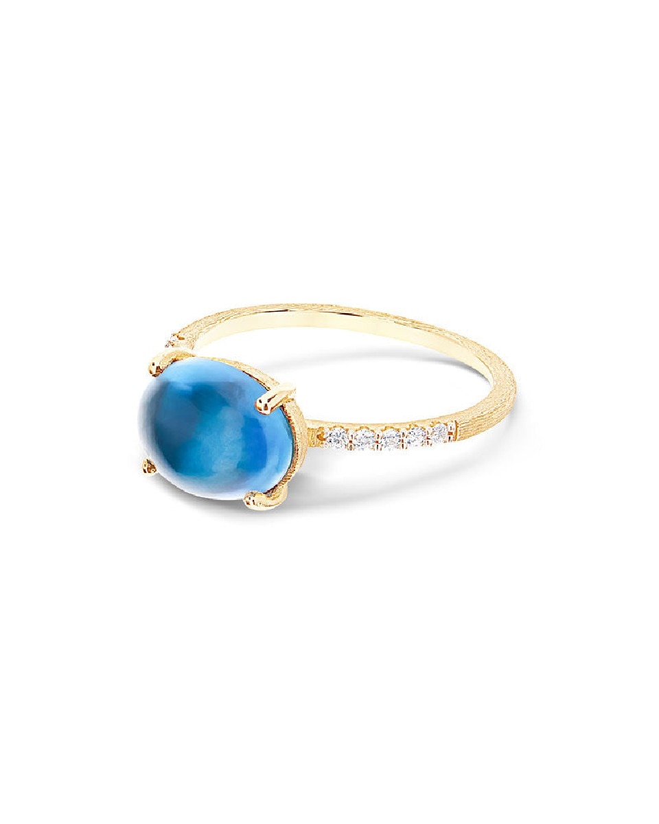 Anel AZURE Ouro Amarelo 18 Quilates com Diamantes e Topázio Azul 3