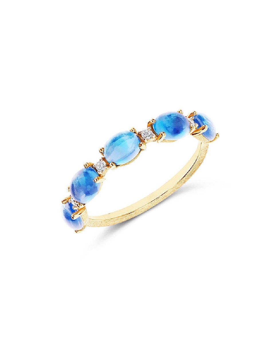 Anel AZURE Ouro Amarelo com Diamantes e Topázios Azuis 1