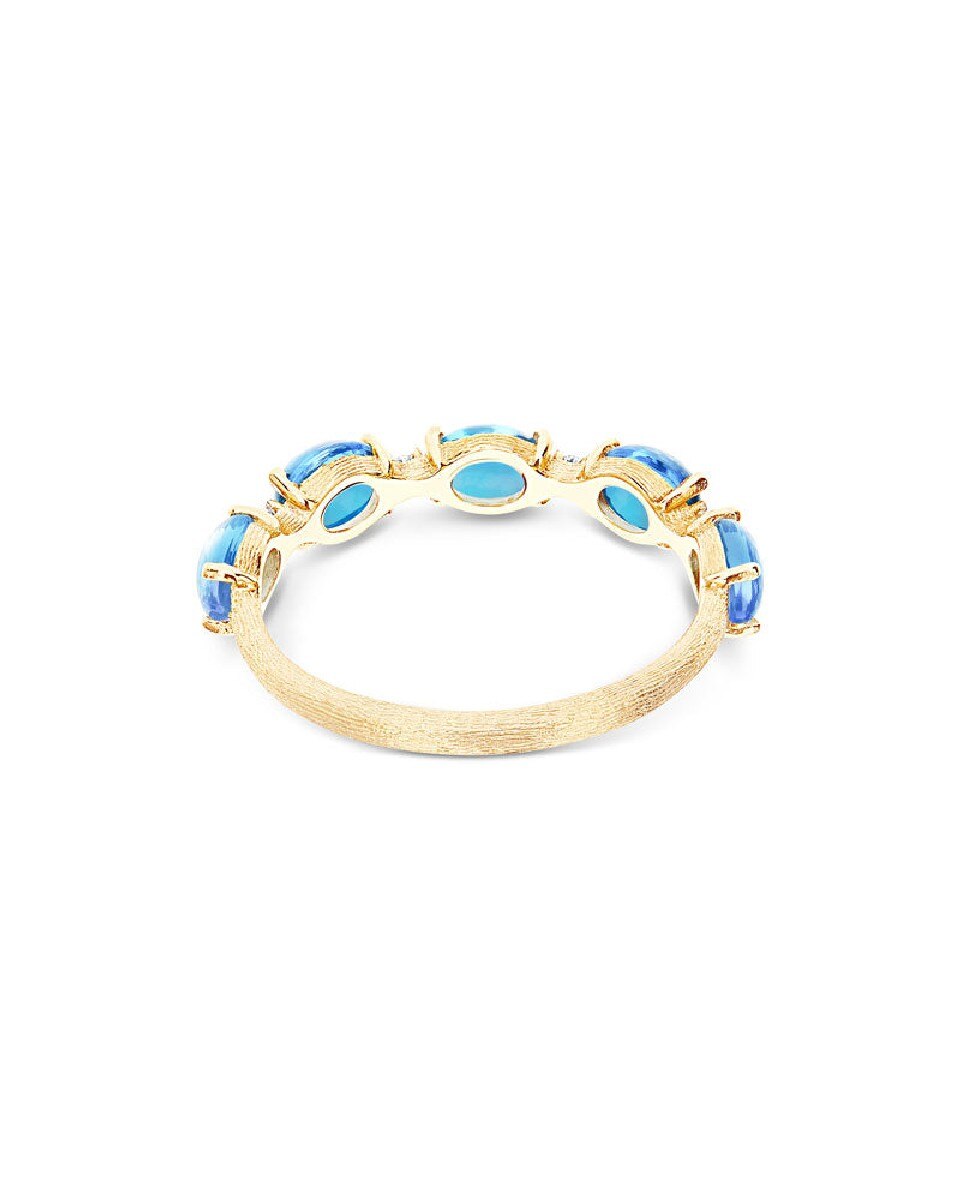 Anel AZURE Ouro Amarelo com Diamantes e Topázios Azuis 5