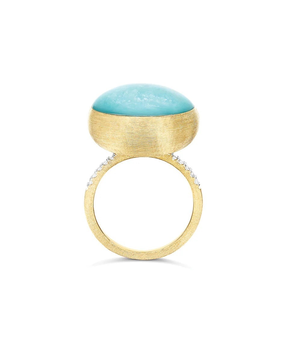 Anel "Boules" em ouro Anice, diamantes, cristal de rocha e amazonite 2