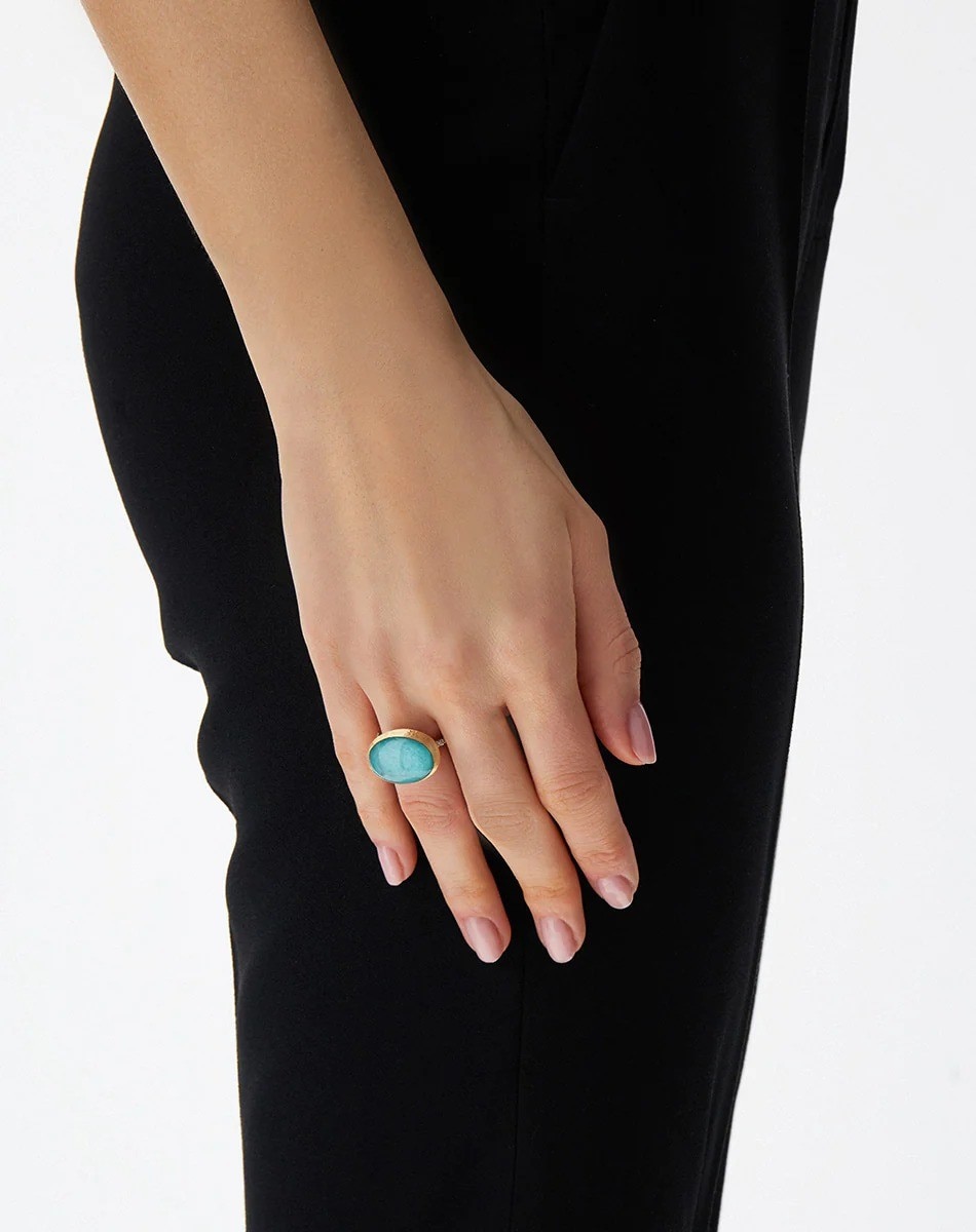 Anel "Boules" em ouro Anice, diamantes, cristal de rocha e amazonite 3