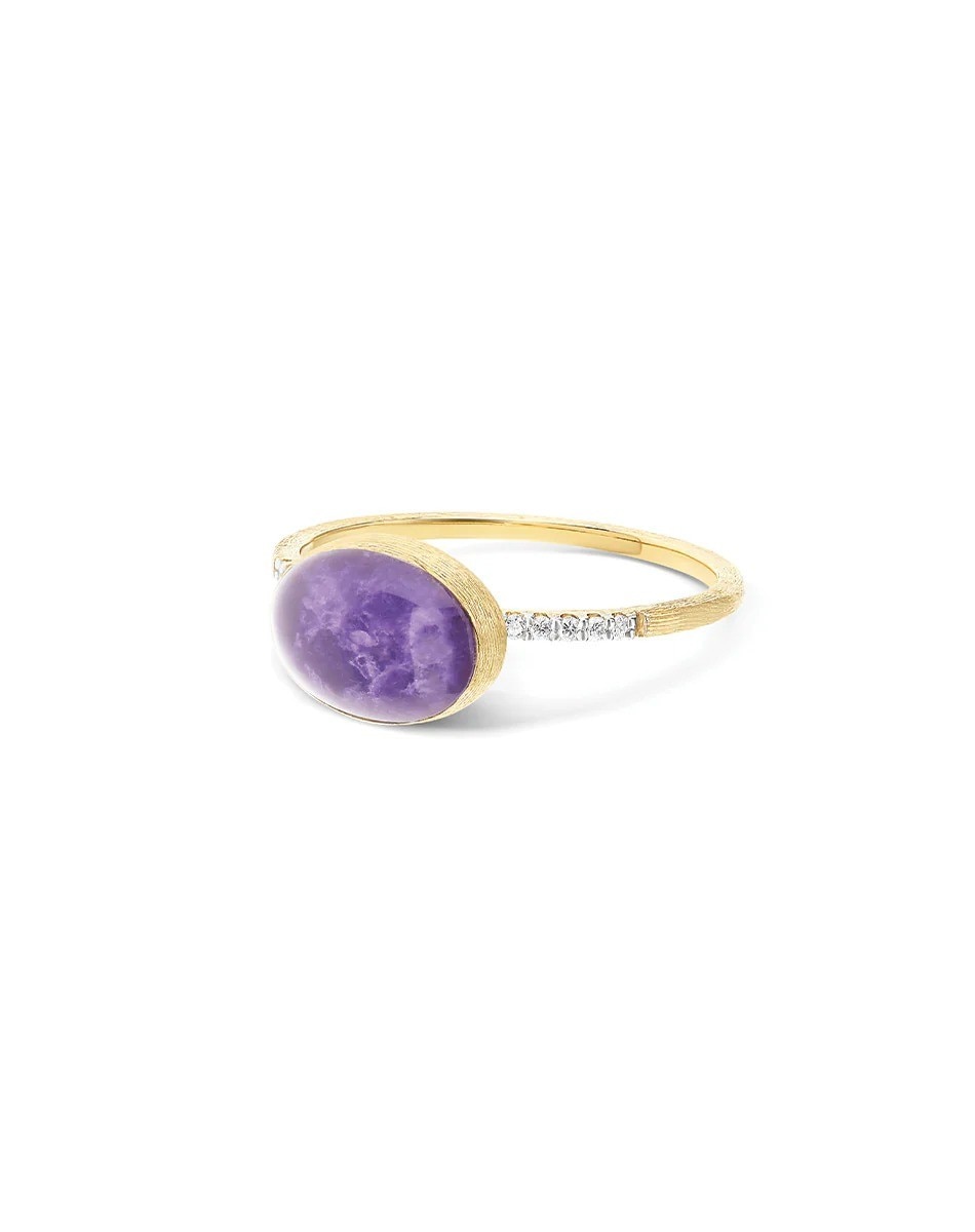 Anel "Boules" Violetta em ouro, diamantes, lepidolite e madrepérola 1