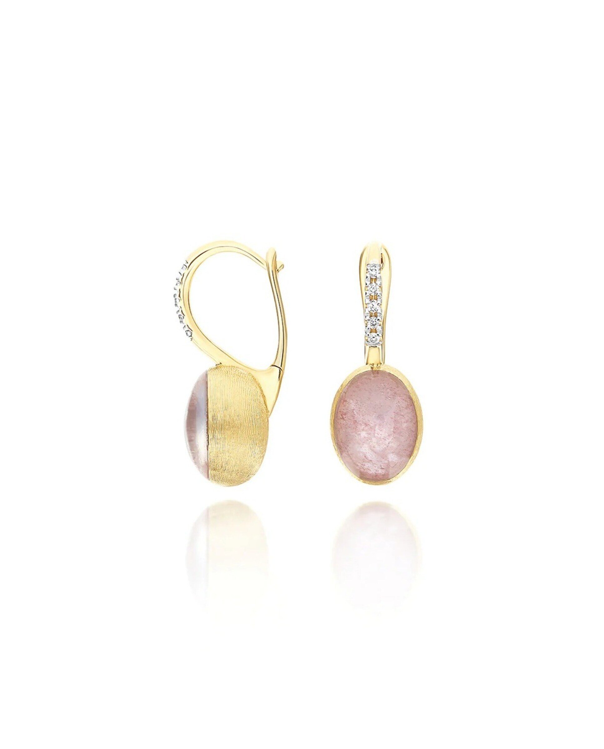Brincos "Boules" em Ouro, Diamantes e Quartz Strawberry (small) 2
