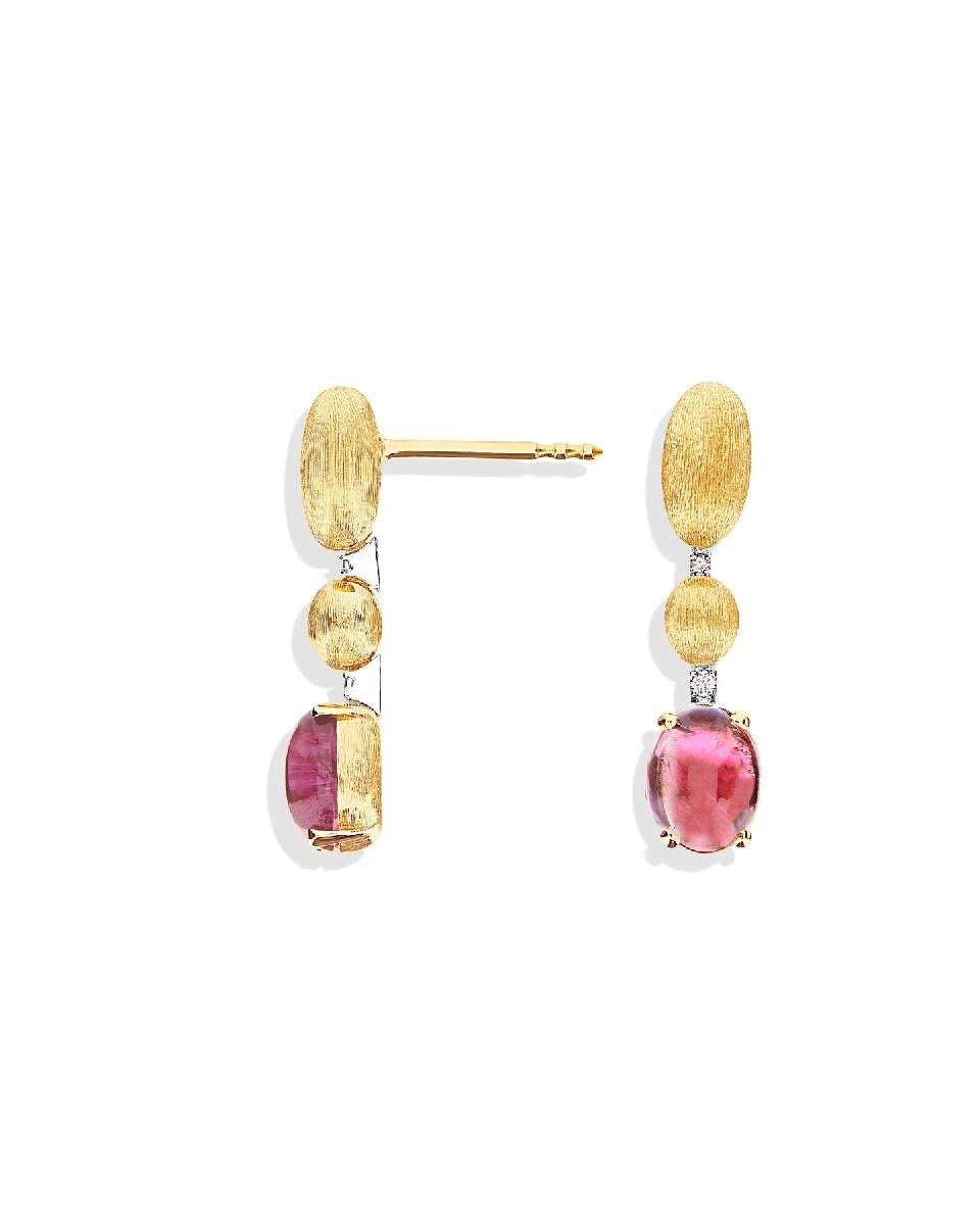 Brincos Tourmalines em Ouro Amarelo, Diamantes e Turmalinas Rosa 3