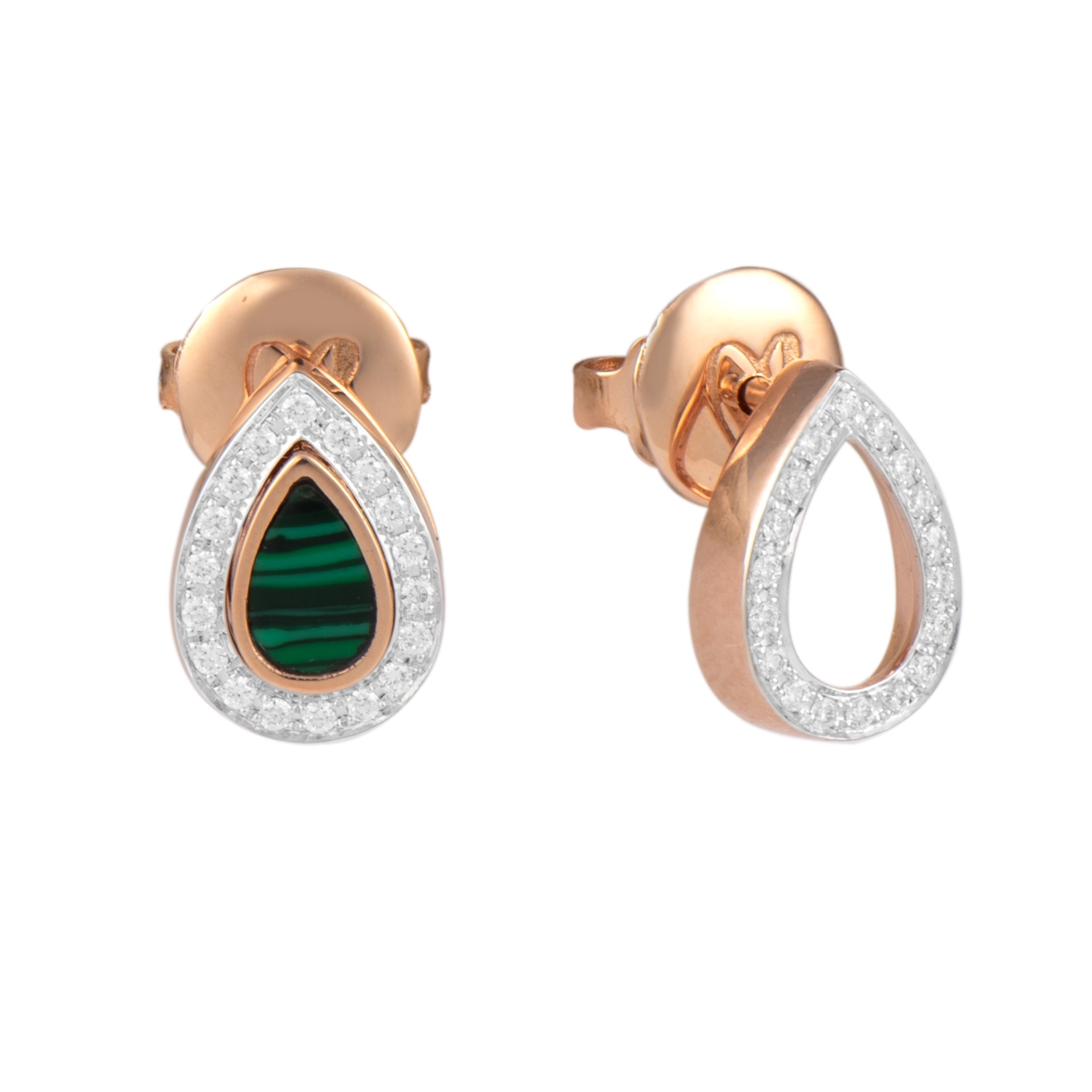 Imagem 0 de Brincos em Ouro Rosa com Diamantes e Pedra