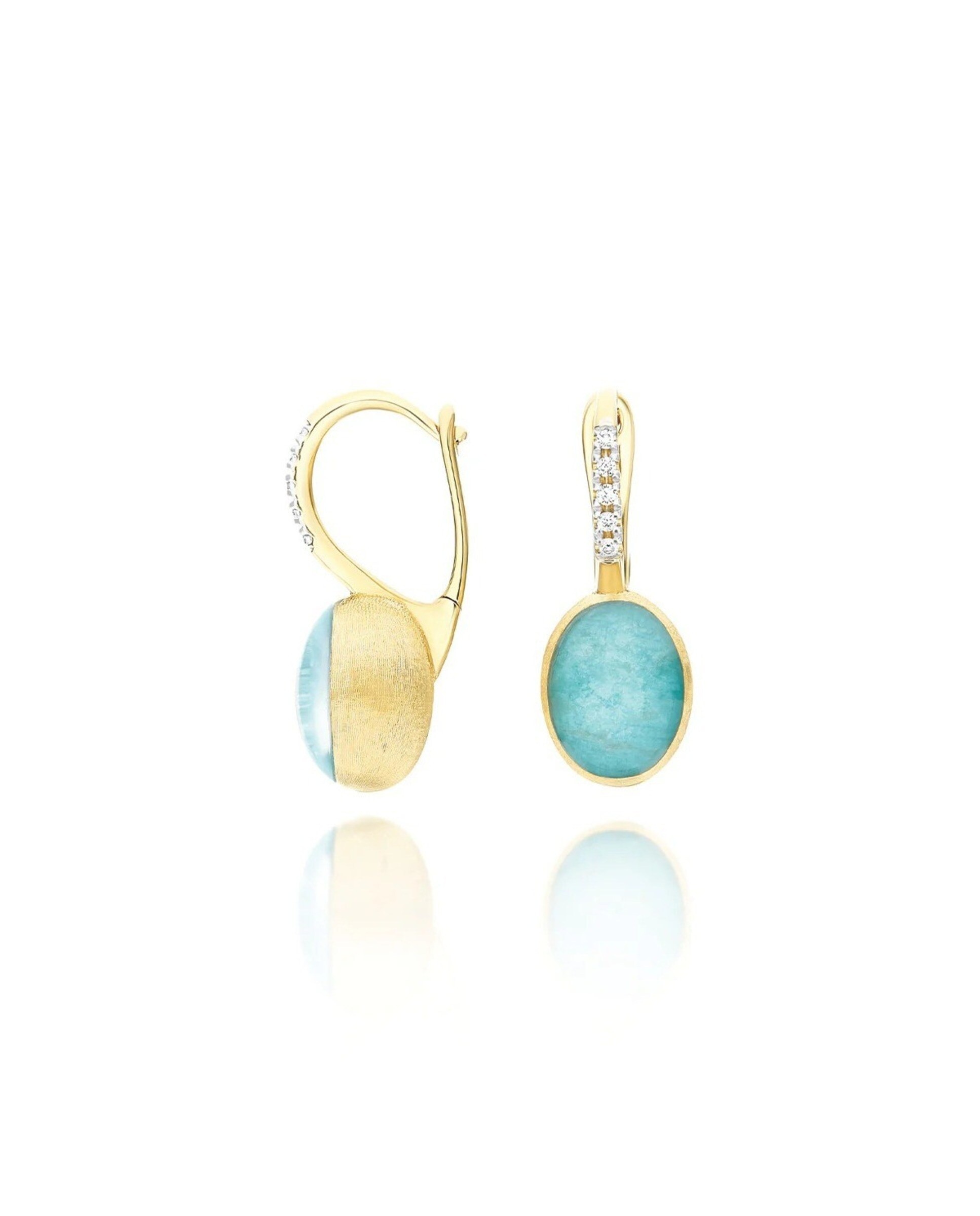 Brincos "Boules" em Ouro, Diamantes e Amazonite (small) 2