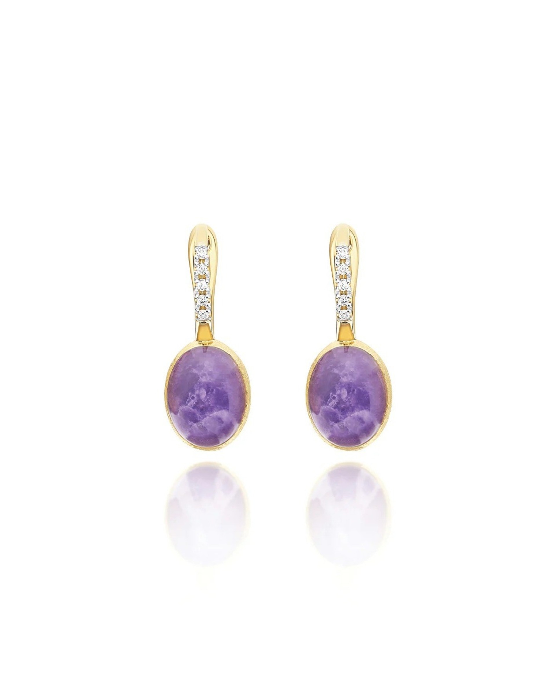 Brincos "Boules" Violetta Ciliegine em Ouro, Diamantes, Lepidolite e Madrepérola (small) 1