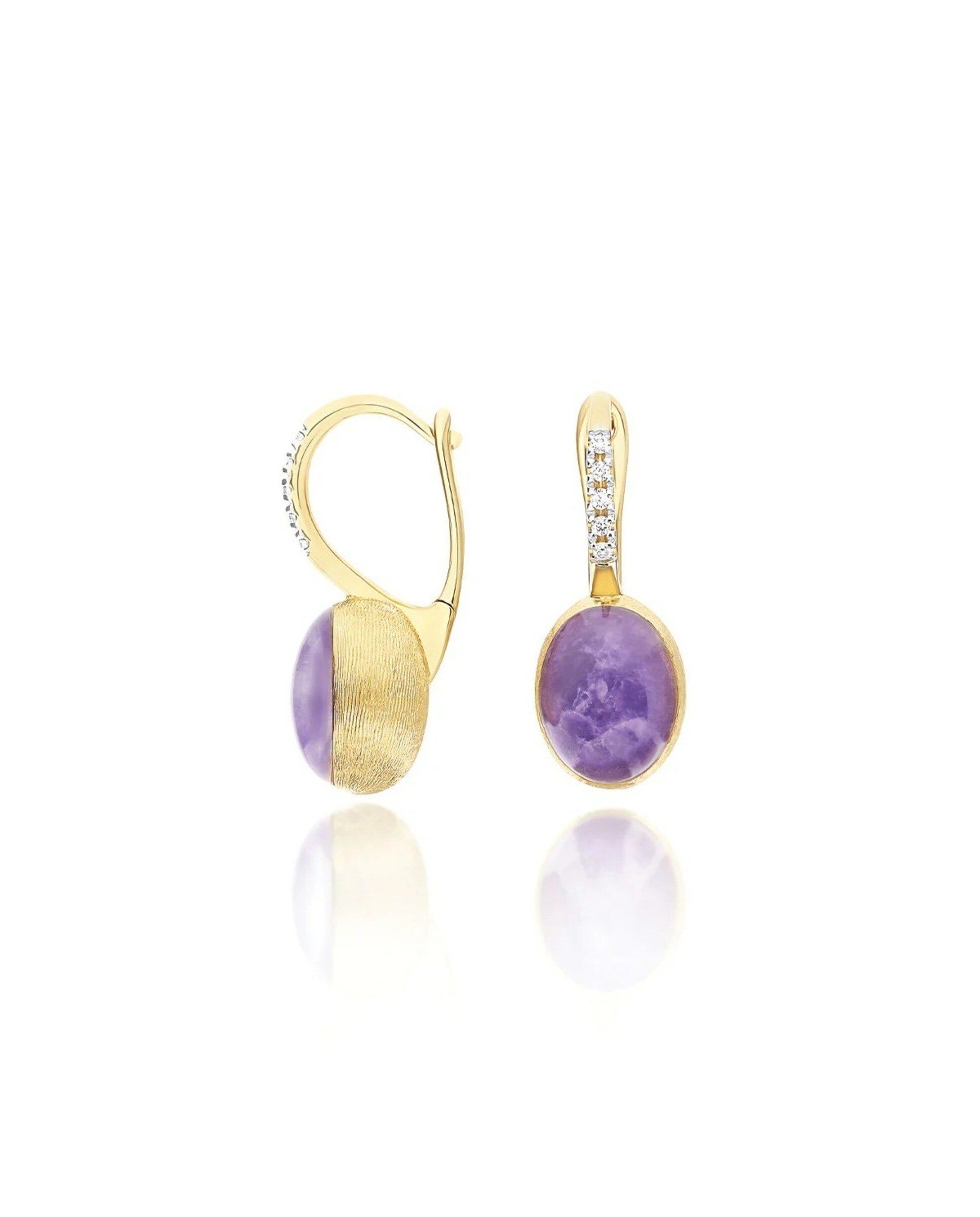 Brincos "Boules" Violetta Ciliegine em Ouro, Diamantes, Lepidolite e Madrepérola (small) 2
