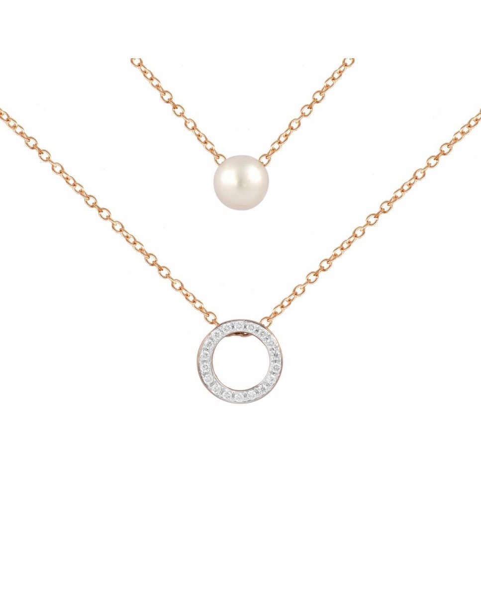 Imagem 0 de Colar em Ouro Rosa com Diamantes Brancos e Pérola