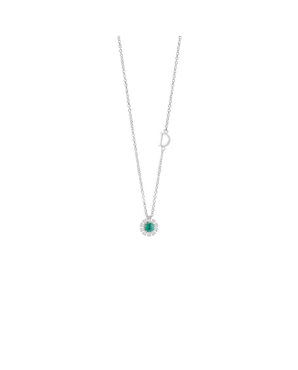 Colar Margherita em Ouro Branco , Diamantes e Esmeralda 1