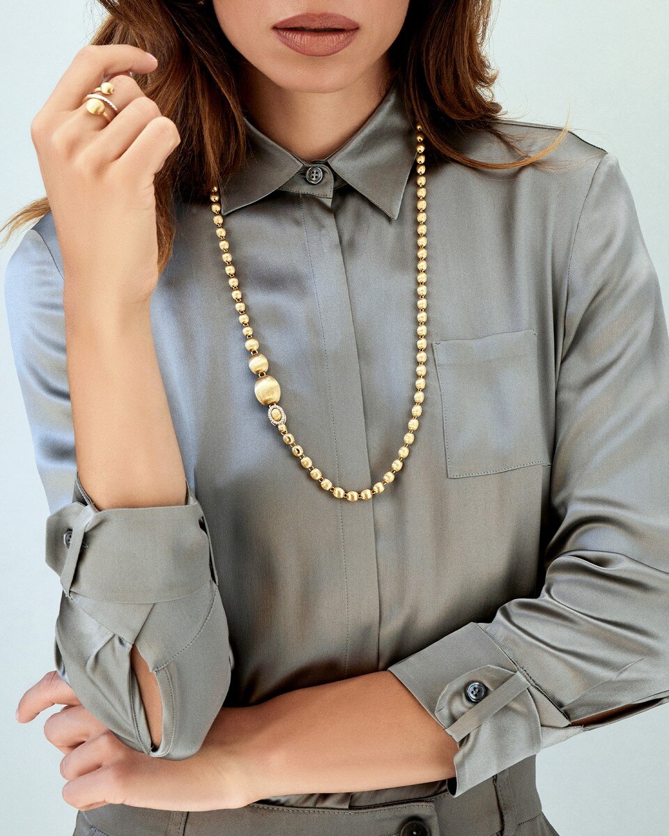 Colar "Ivy"em Ouro Gravado e Diamantes Dourado-8