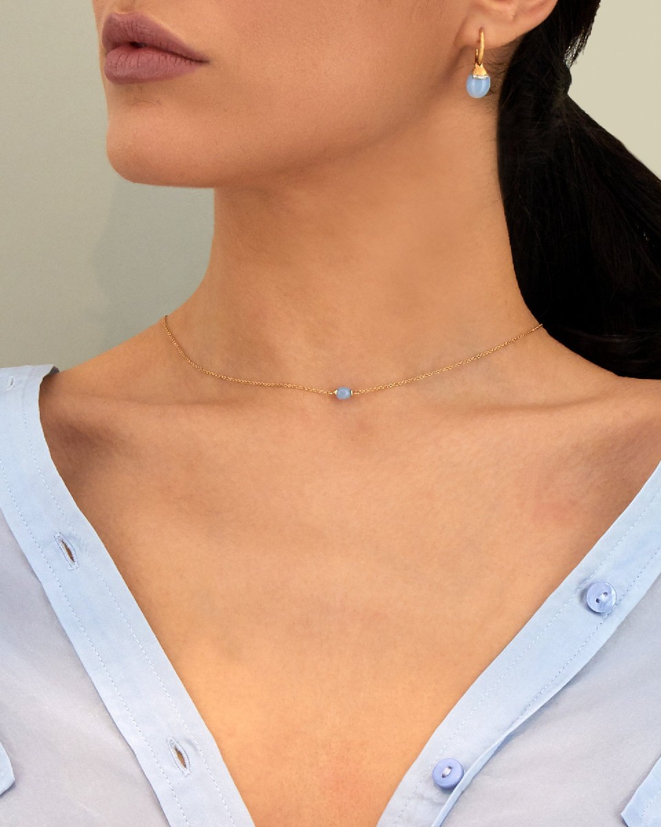 Colar Azure em Ouro e Aquamarine 2