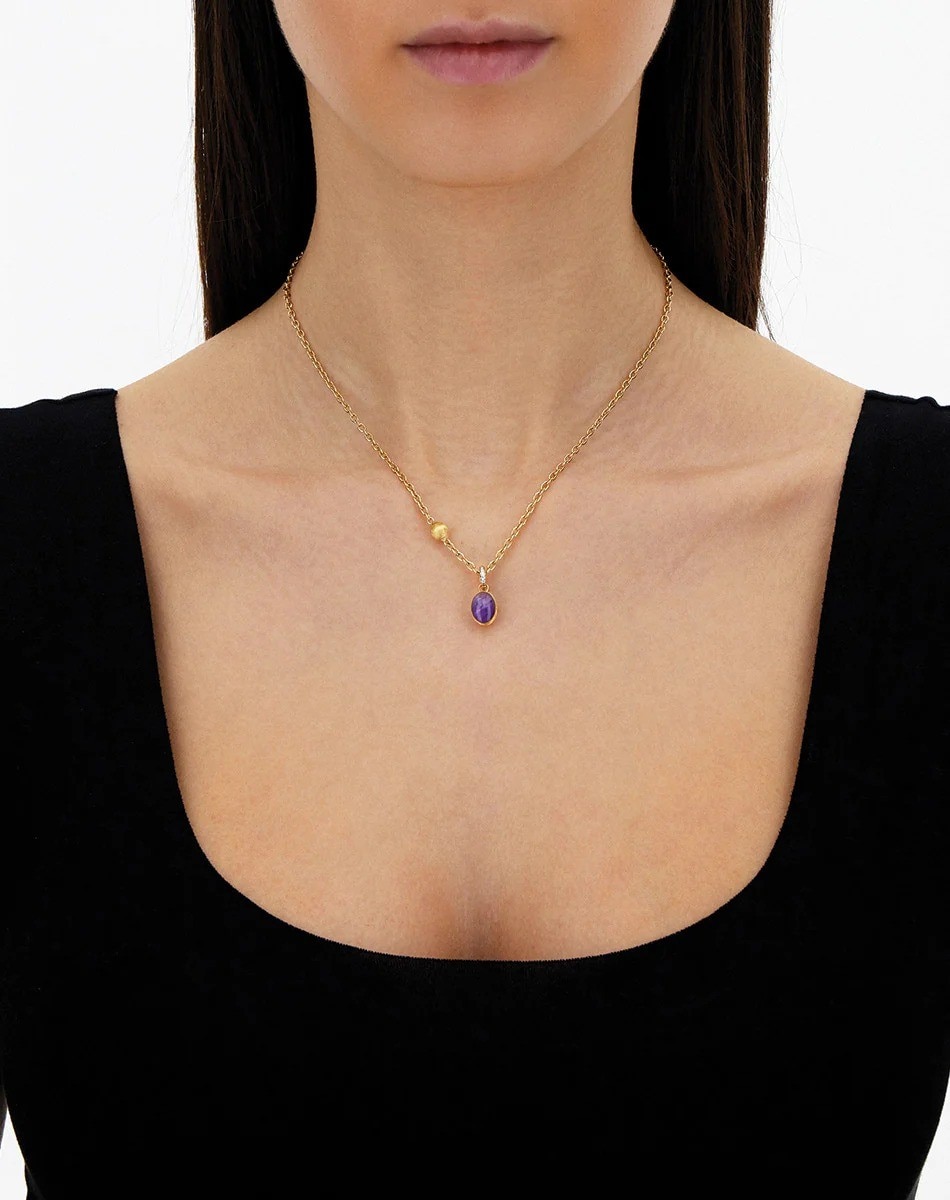 Pendente Violetta "Boules" em ouro, diamantes, lepidolite e madrepérola 3