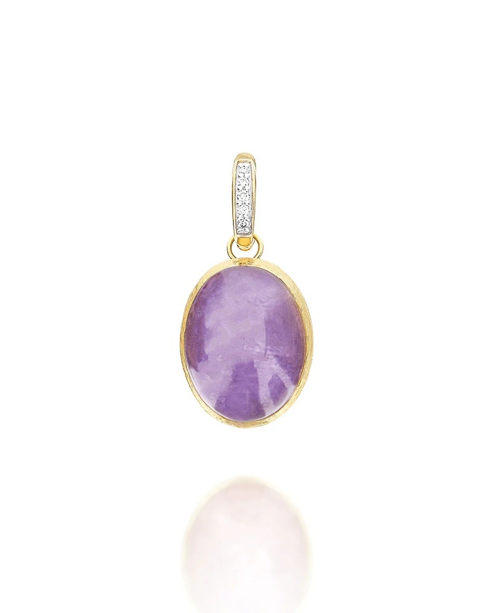 Pendente Violetta "Boules" em ouro, diamantes, lepidolite e madrepérola 1