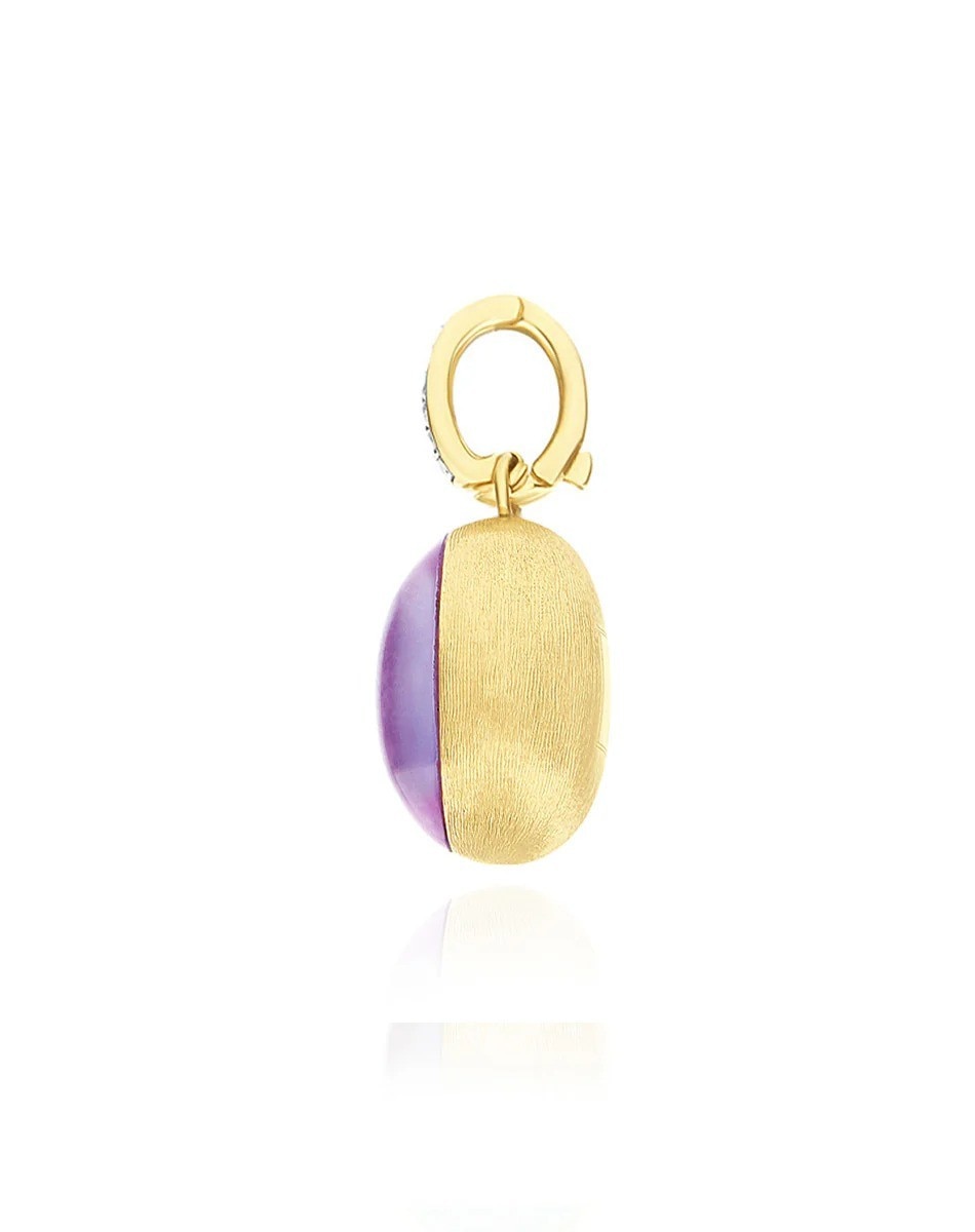 Pendente Violetta "Boules" em ouro, diamantes, lepidolite e madrepérola 2