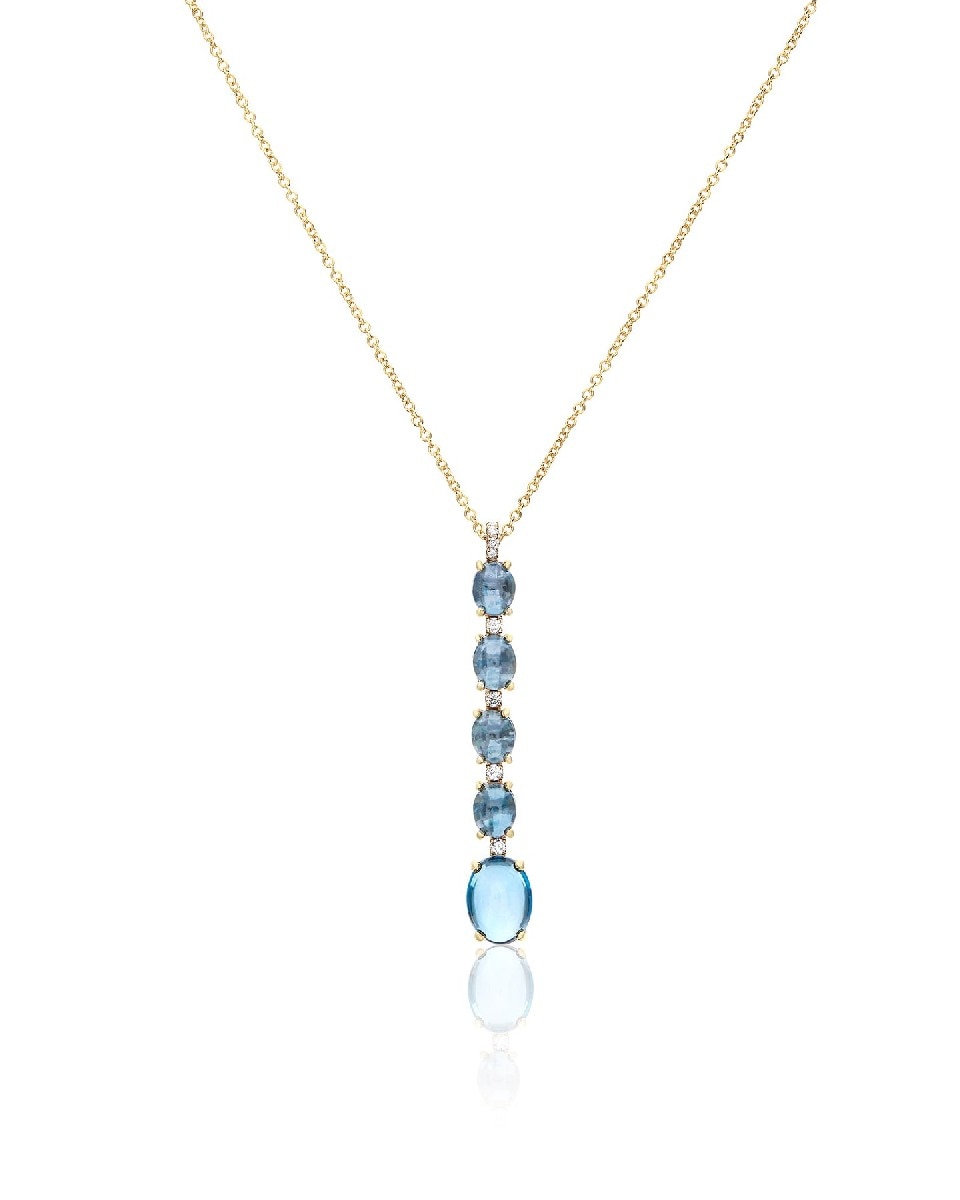Colar Azure em Ouro, Diamantes e Topazio Azul 1